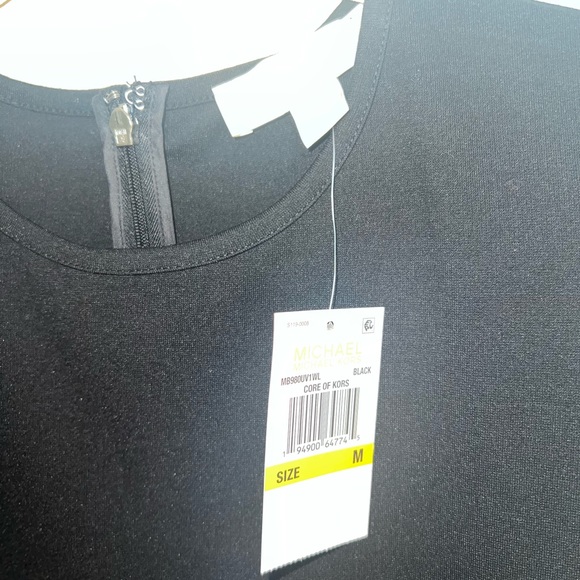 NWT Michael Kors Faux-leather puff sleeves ruffle dress. - Picture 4 of 5